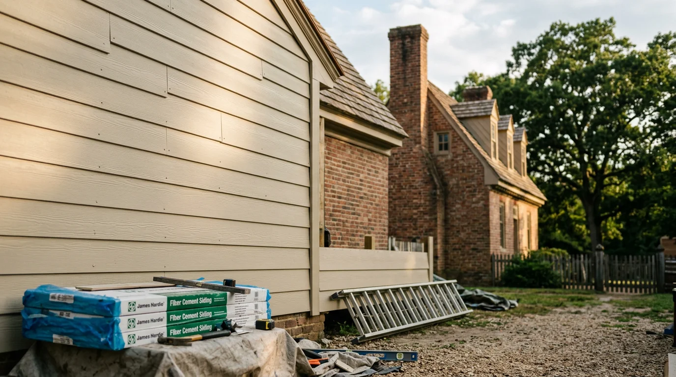 Professional siding installation on a residential home in Williamsburg, Virginia